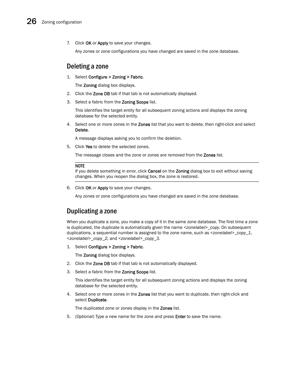 Deleting a zone, Duplicating a zone | Brocade Network Advisor SAN + IP User Manual v12.3.0 User Manual | Page 1248 / 2702