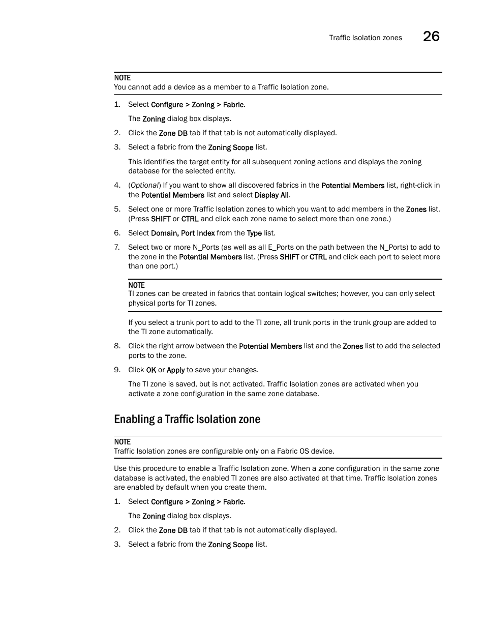 Enabling a traffic isolation zone | Brocade Network Advisor SAN + IP User Manual v12.3.0 User Manual | Page 1273 / 2702