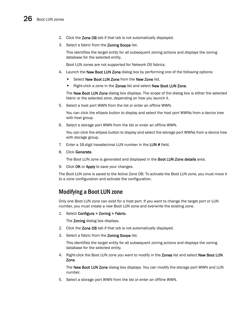 Modifying a boot lun zone | Brocade Network Advisor SAN + IP User Manual v12.3.0 User Manual | Page 1276 / 2702