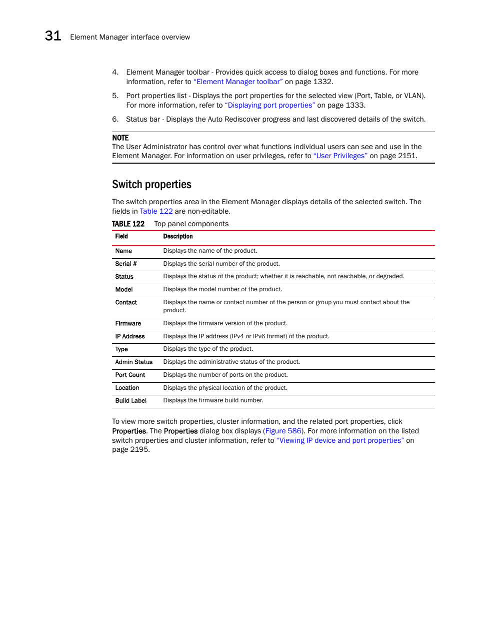 Switch properties, Switch, Properties | Brocade Network Advisor SAN + IP User Manual v12.3.0 User Manual | Page 1402 / 2702