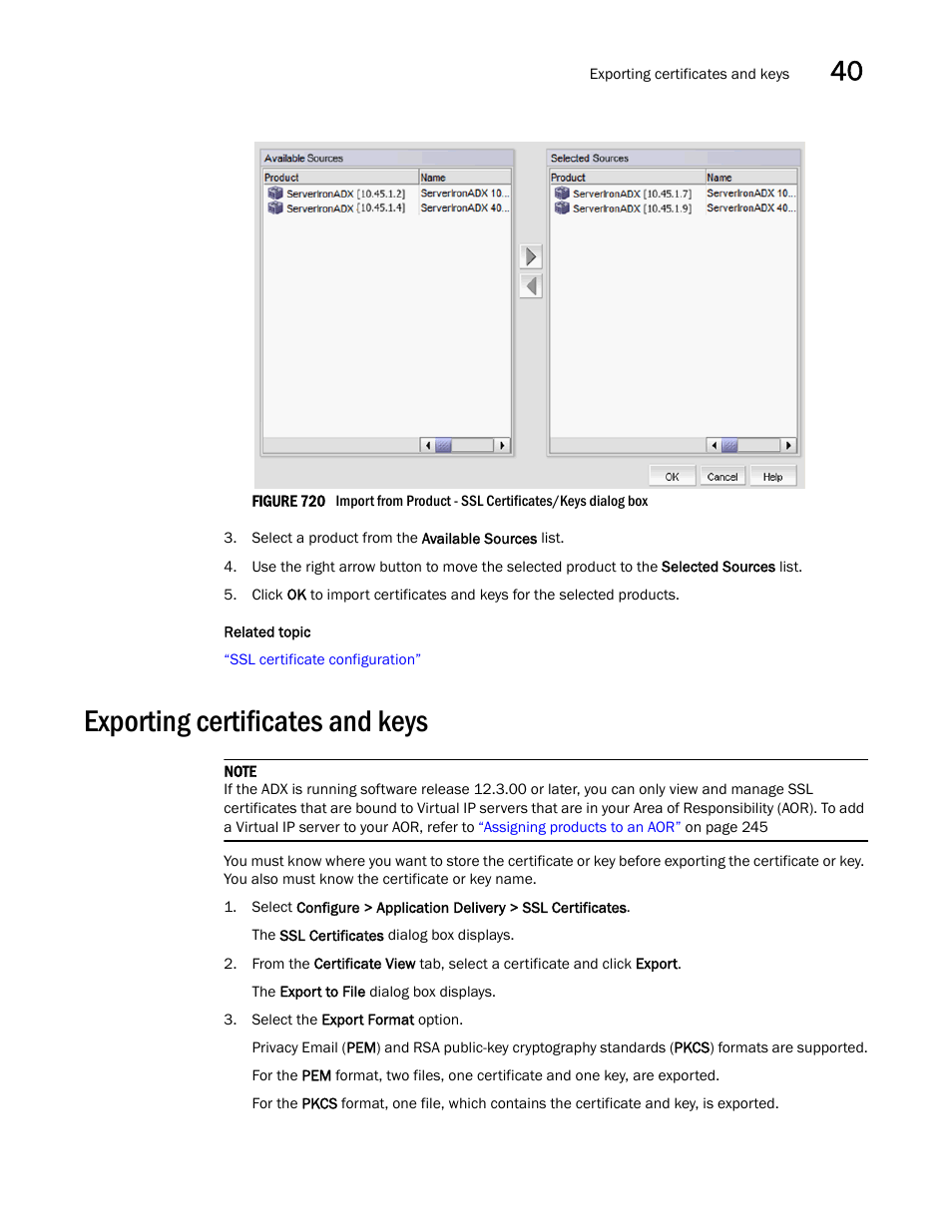 Exporting certificates and keys, Exporting certificates and keys 3 | Brocade Network Advisor SAN + IP User Manual v12.3.0 User Manual | Page 1645 / 2702