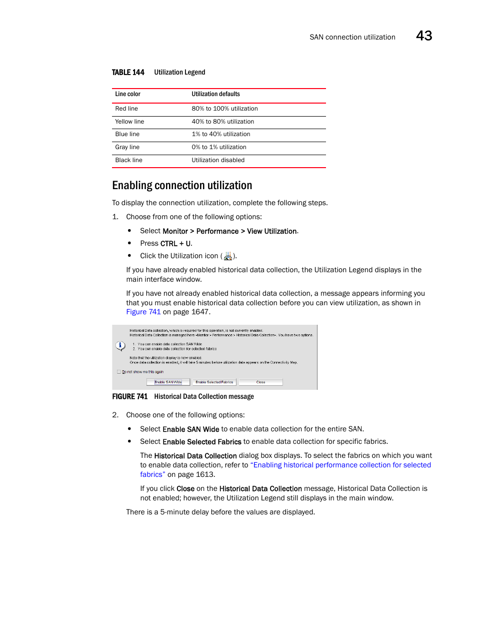Enabling connection utilization | Brocade Network Advisor SAN + IP User Manual v12.3.0 User Manual | Page 1719 / 2702
