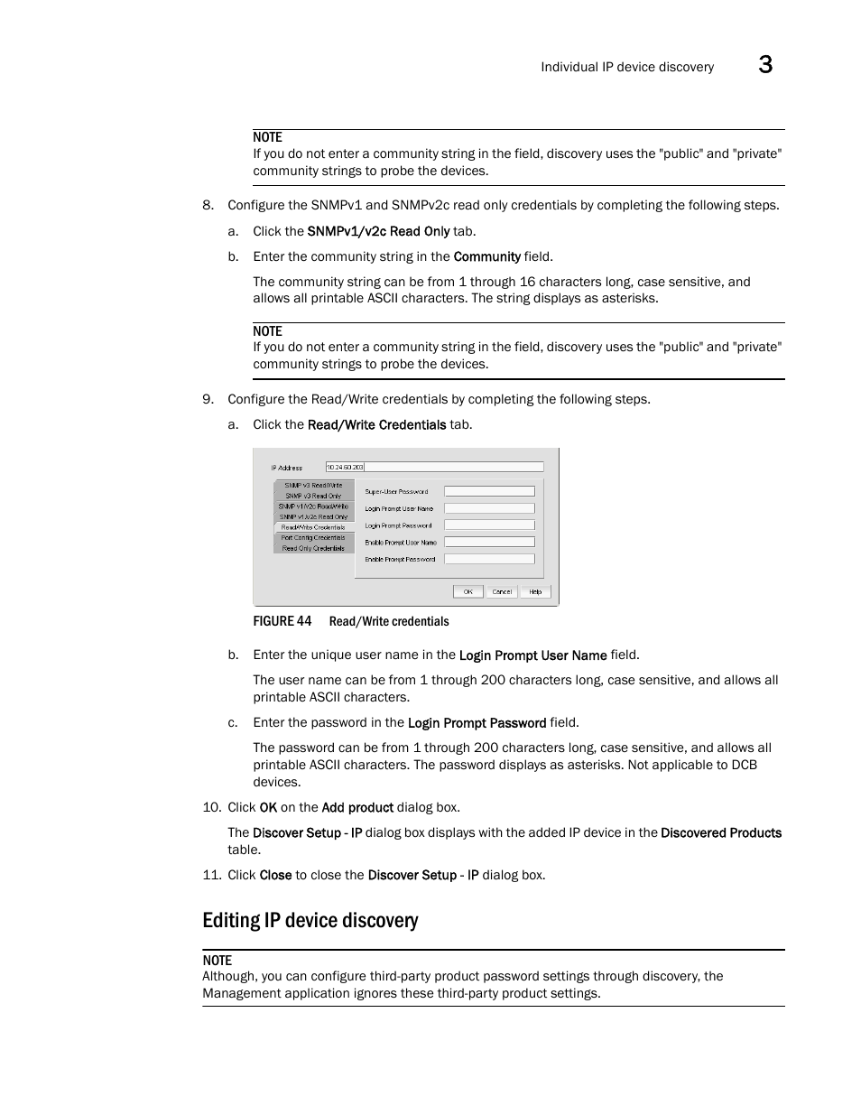 Editing ip device discovery | Brocade Network Advisor SAN + IP User Manual v12.3.0 User Manual | Page 183 / 2702