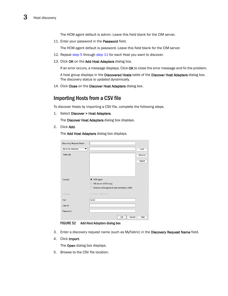 Importing hosts from a csv file, Step 13 | Brocade Network Advisor SAN + IP User Manual v12.3.0 User Manual | Page 192 / 2702