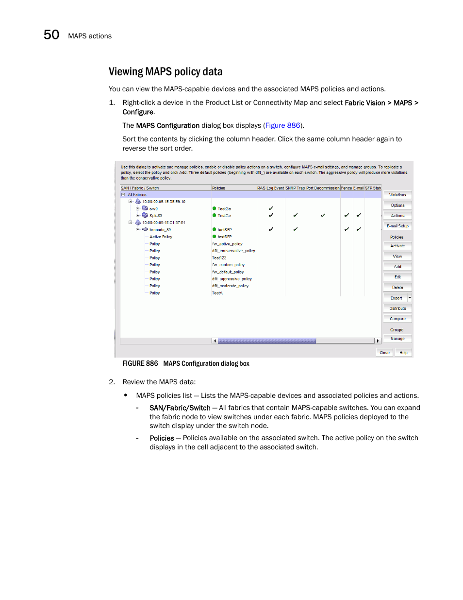 Viewing maps policy data | Brocade Network Advisor SAN + IP User Manual v12.3.0 User Manual | Page 2080 / 2702