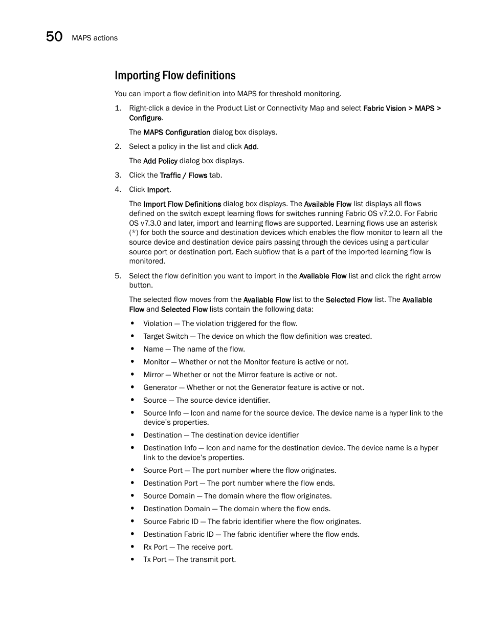 Importing flow definitions | Brocade Network Advisor SAN + IP User Manual v12.3.0 User Manual | Page 2086 / 2702