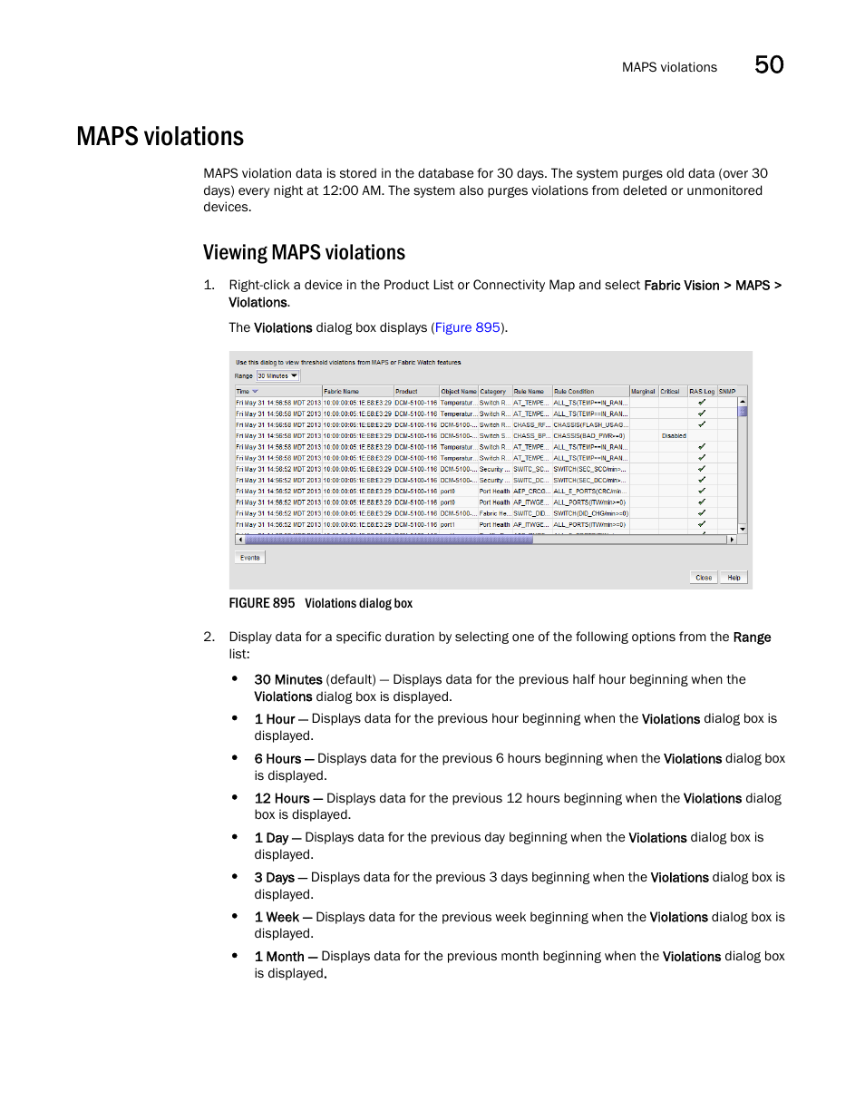 Maps violations, Viewing maps violations, Maps violations 1 | Brocade Network Advisor SAN + IP User Manual v12.3.0 User Manual | Page 2103 / 2702