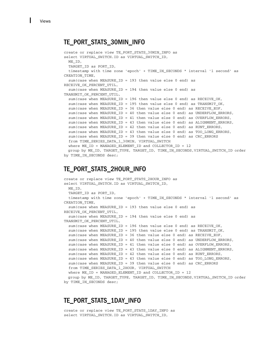 Te_port_stats_30min_info, Te_port_stats_2hour_info, Te_port_stats_1day_info | Brocade Network Advisor SAN + IP User Manual v12.3.0 User Manual | Page 2580 / 2702
