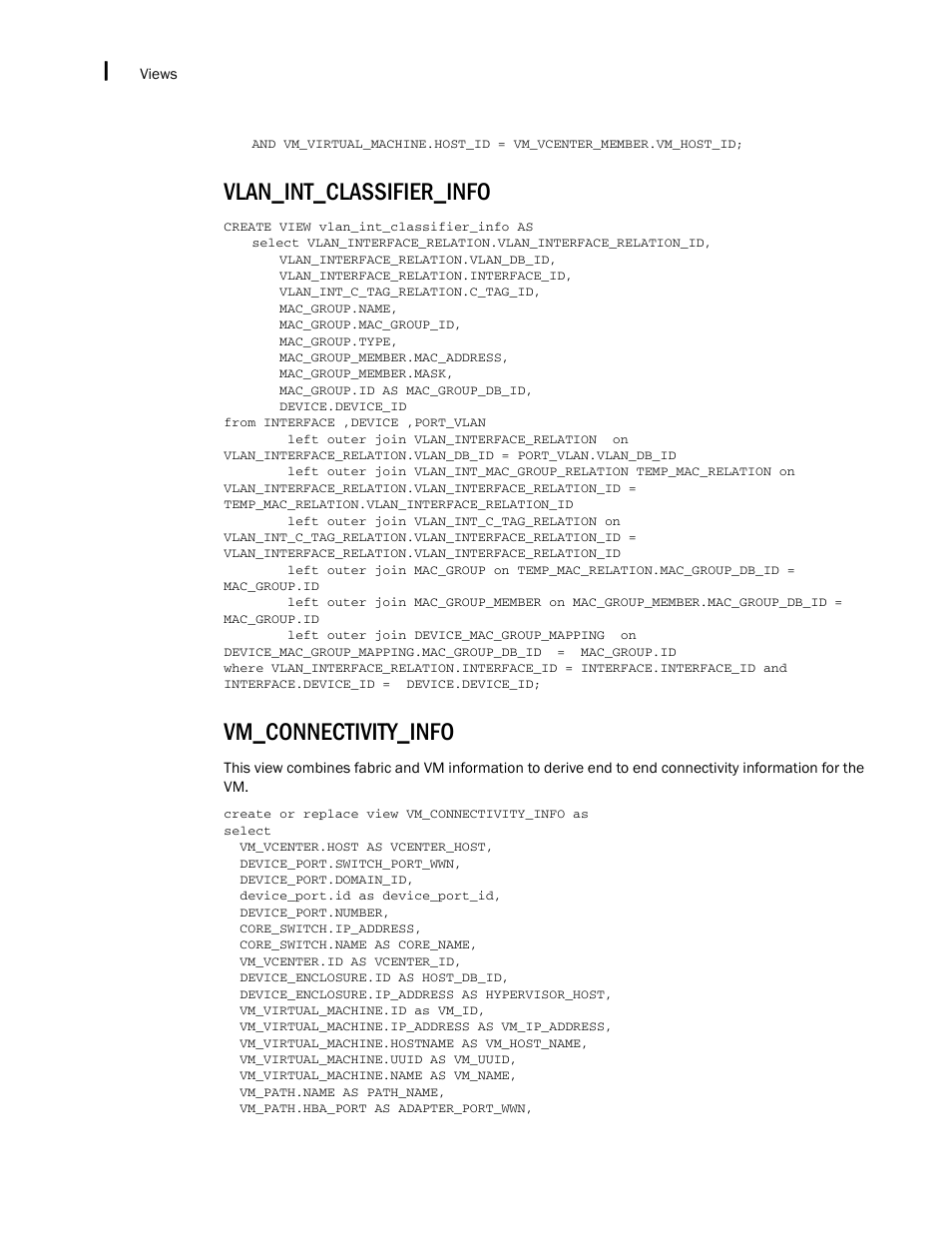 Vlan_int_classifier_info, Vm_connectivity_info | Brocade Network Advisor SAN + IP User Manual v12.3.0 User Manual | Page 2654 / 2702