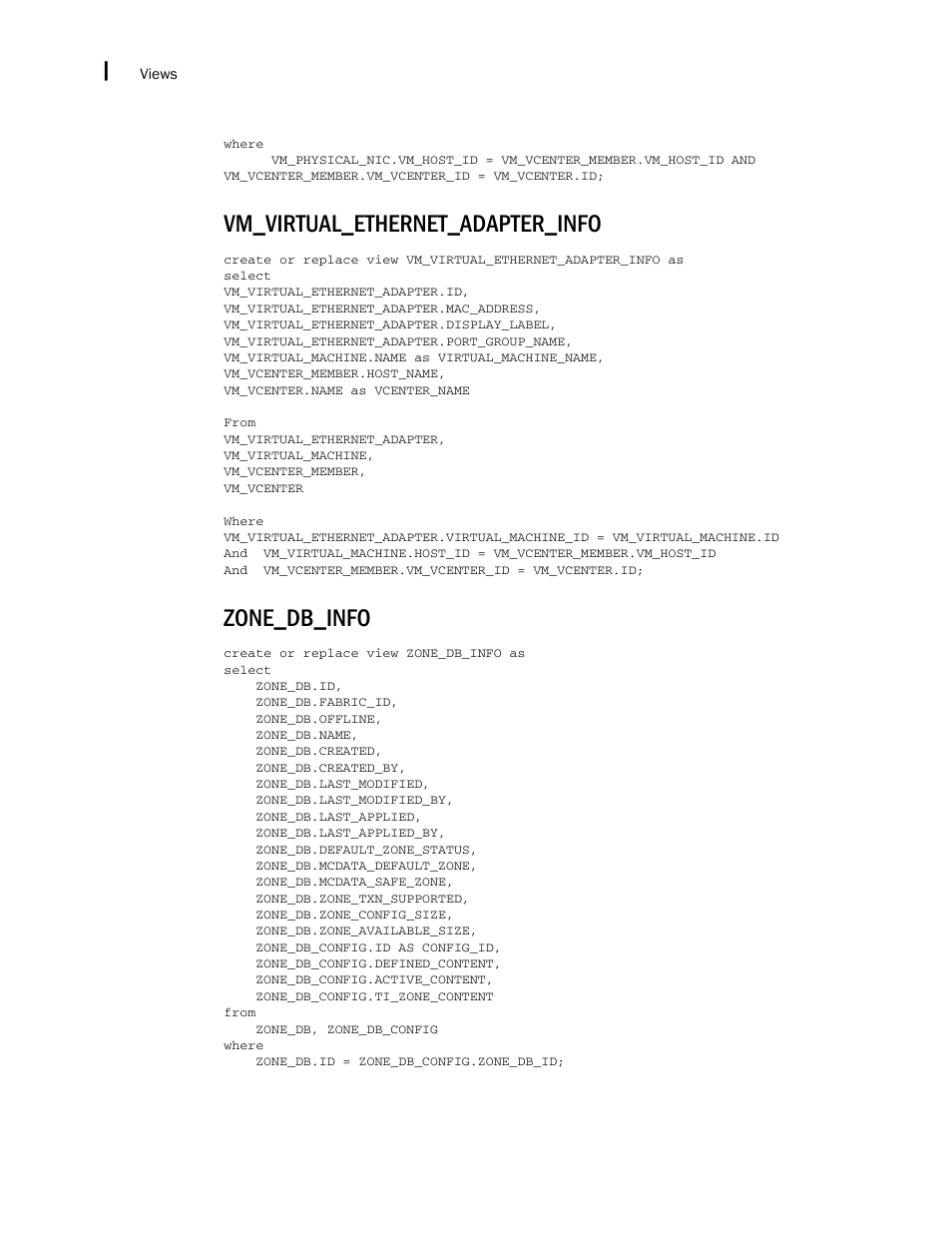 Vm_virtual_ethernet_adapter_info, Zone_db_info | Brocade Network Advisor SAN + IP User Manual v12.3.0 User Manual | Page 2668 / 2702