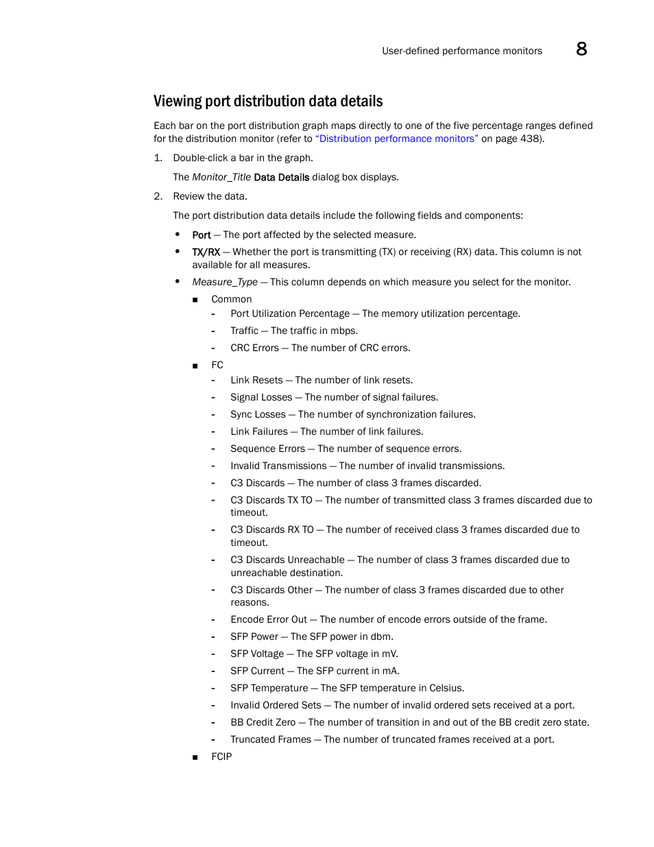 Viewing port distribution data details | Brocade Network Advisor SAN + IP User Manual v12.3.0 User Manual | Page 521 / 2702