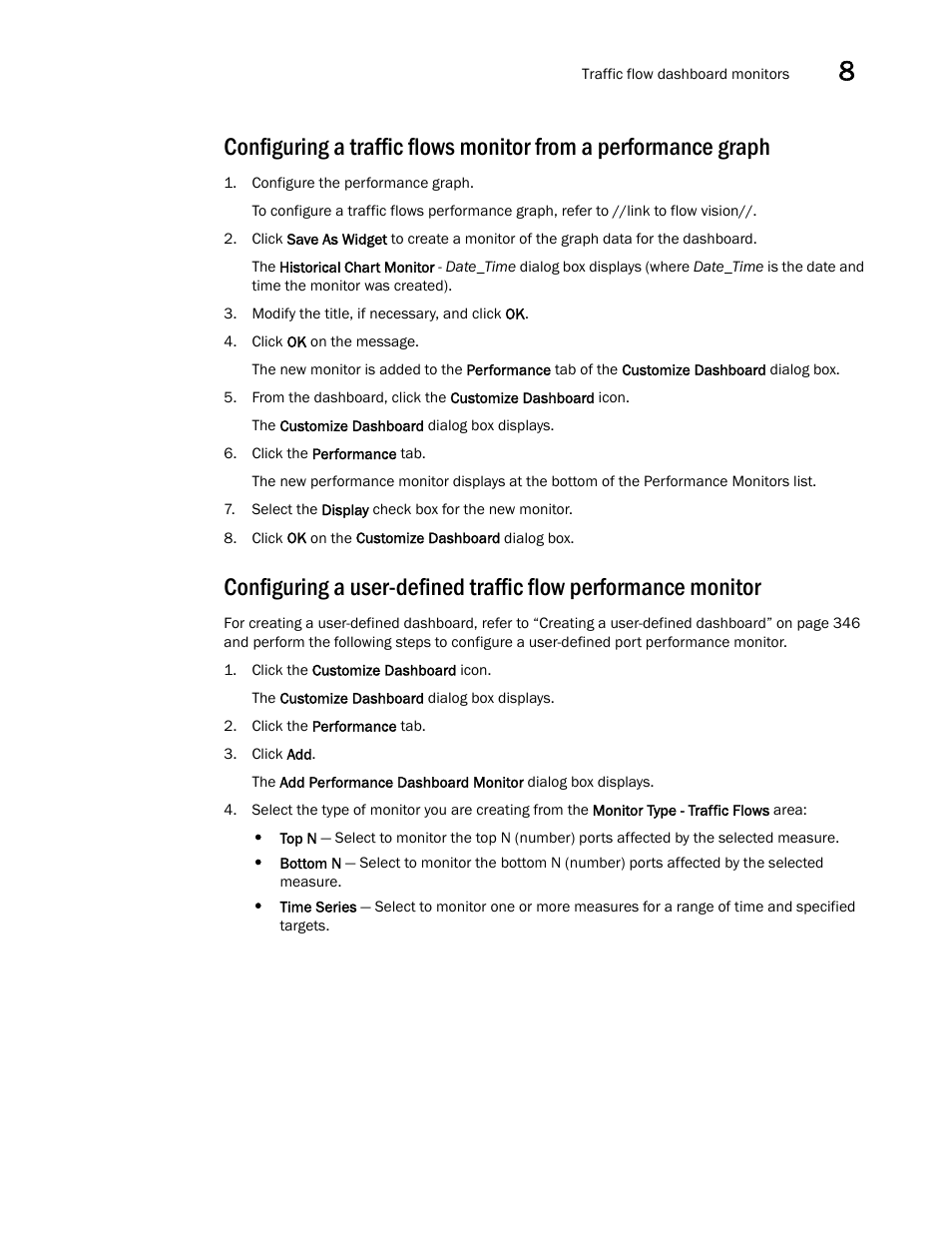 Configuring a user-defined traffic flow, Performance monitor | Brocade Network Advisor SAN + IP User Manual v12.3.0 User Manual | Page 529 / 2702
