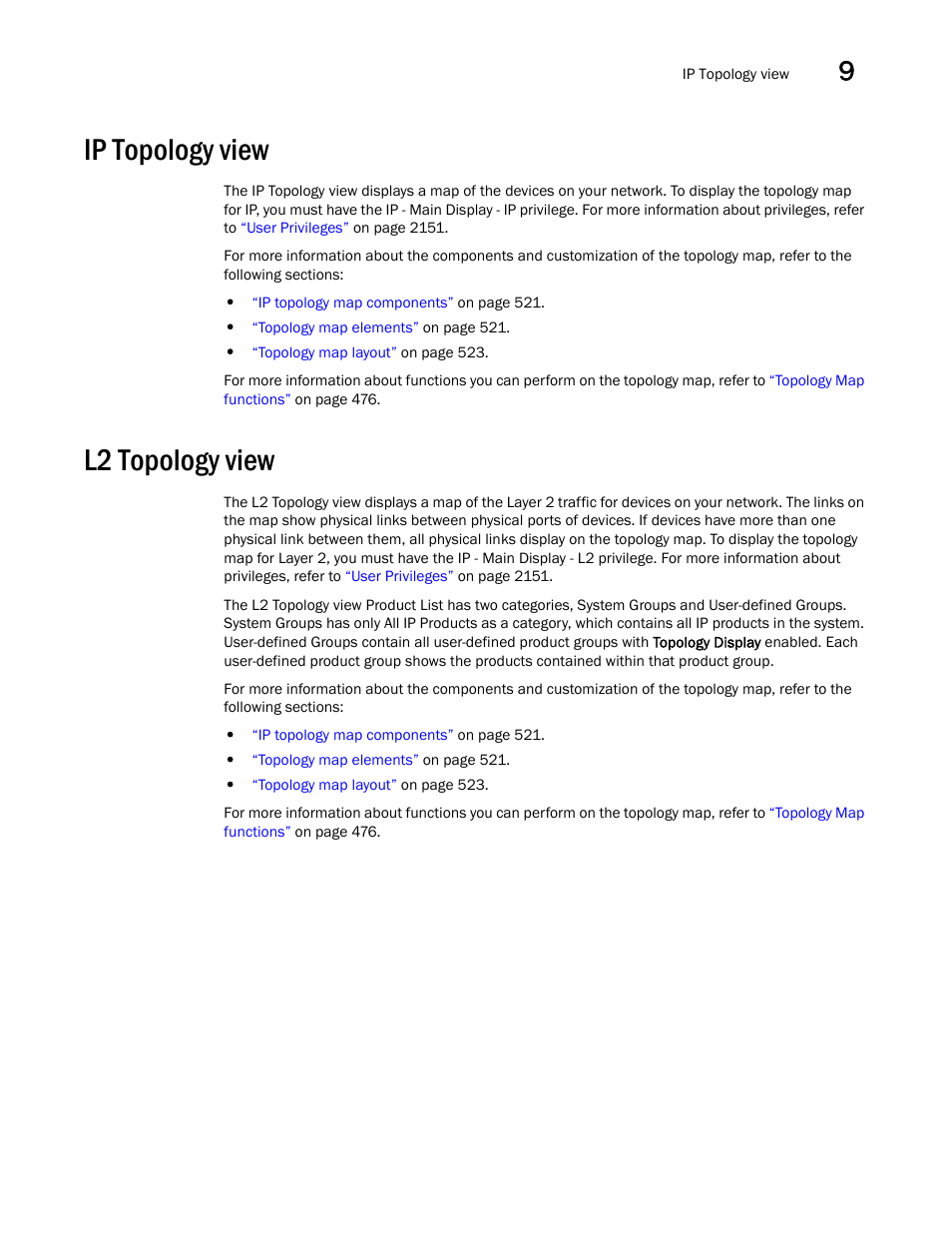 Ip topology view, L2 topology view | Brocade Network Advisor SAN + IP User Manual v12.3.0 User Manual | Page 587 / 2702