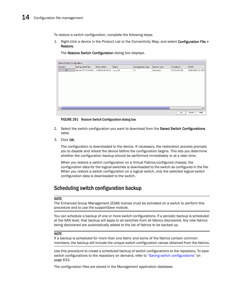 Scheduling switch configuration backup, Scheduling switch, Configuration backup | Brocade Network Advisor SAN + IP User Manual v12.3.0 User Manual | Page 708 / 2702