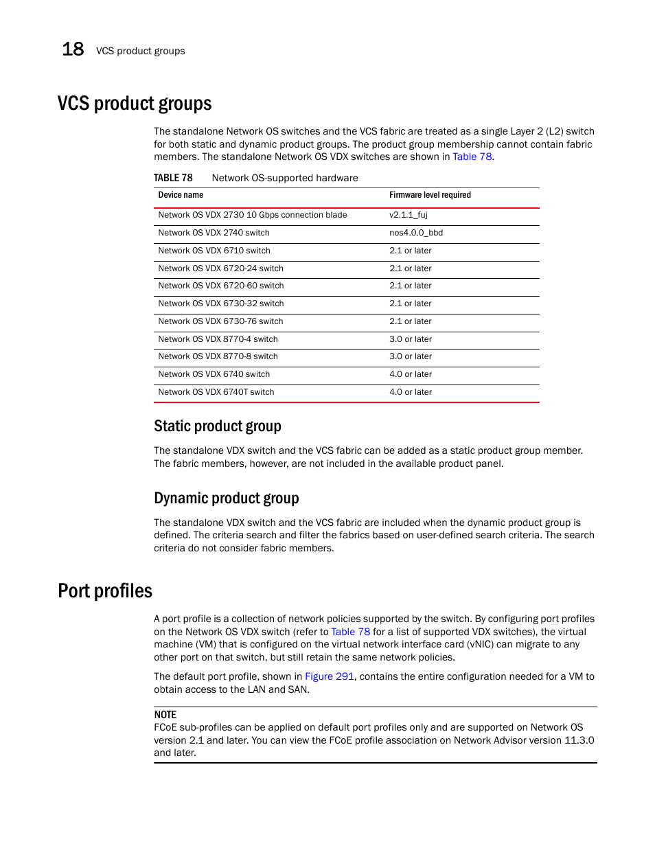 Vcs product groups, Static product group, Dynamic product group | Port profiles | Brocade Network Advisor SAN + IP User Manual v12.3.0 User Manual | Page 816 / 2702