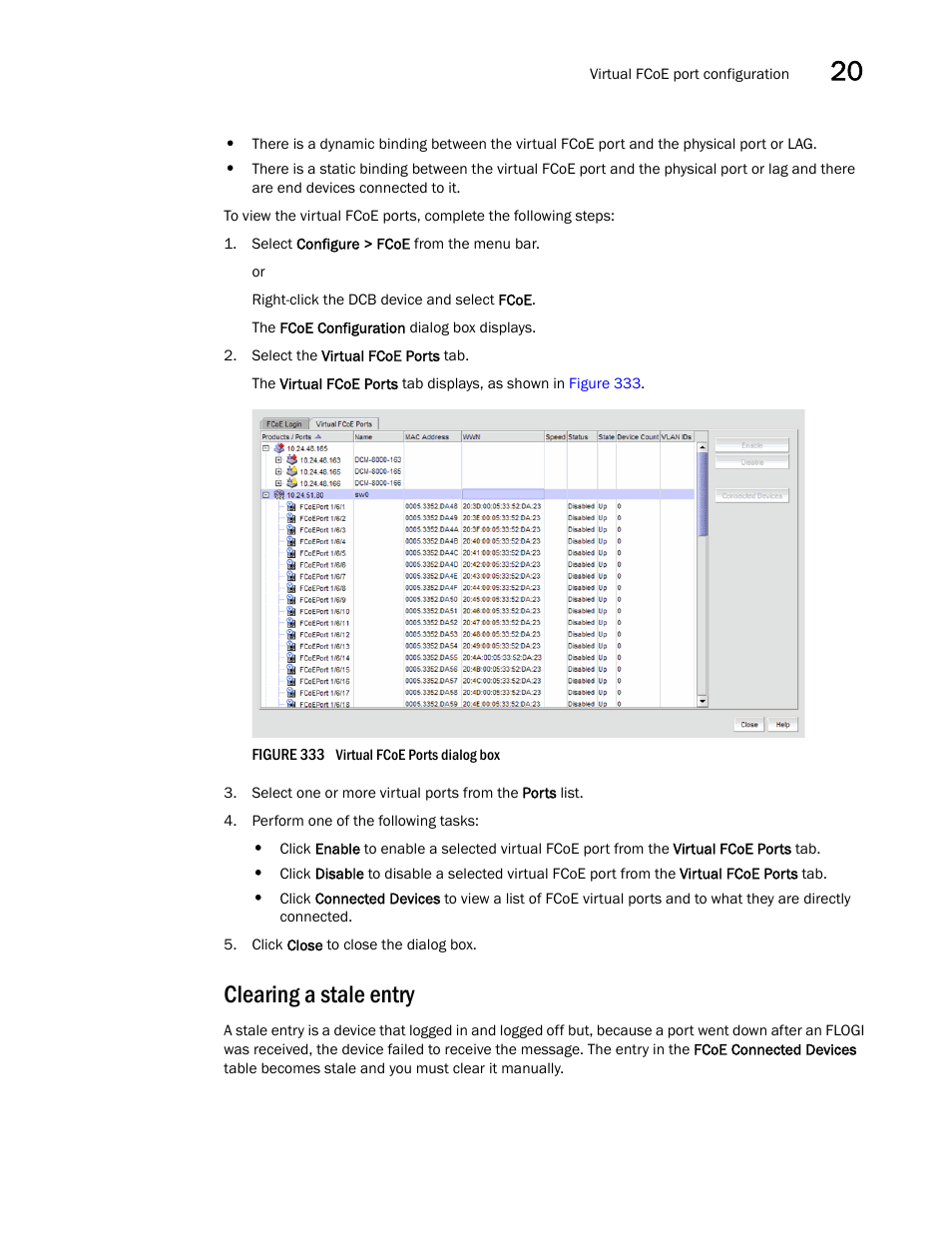 Clearing a stale entry | Brocade Network Advisor SAN + IP User Manual v12.3.0 User Manual | Page 931 / 2702