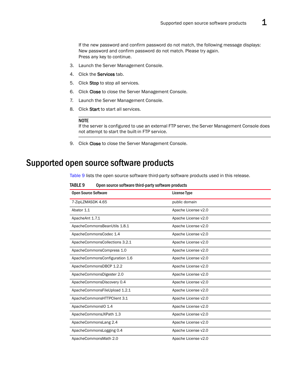 Supported open source software products | Brocade Network Advisor SAN + IP User Manual v12.3.0 User Manual | Page 97 / 2702
