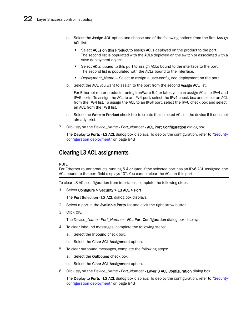 Clearing l3 acl assignments | Brocade Network Advisor SAN + IP User Manual v12.3.0 User Manual | Page 982 / 2702