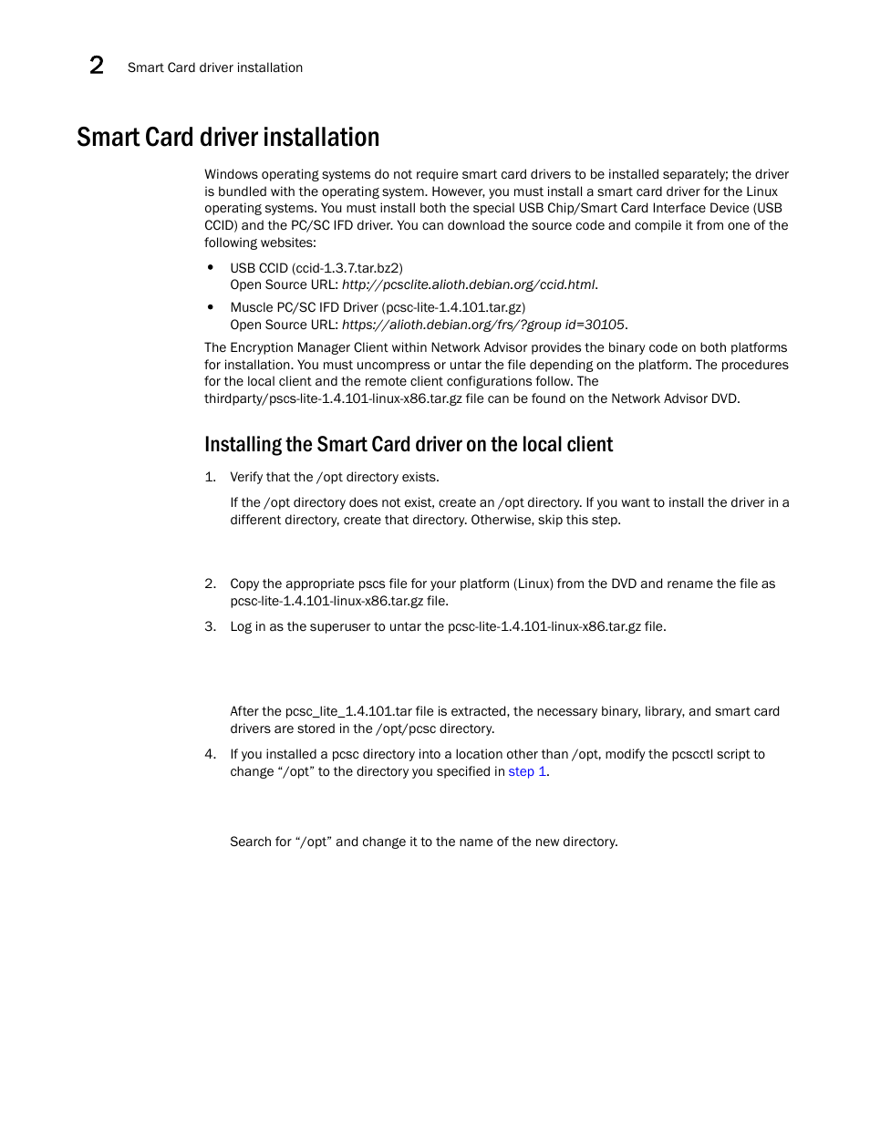 Smart card driver installation | Brocade Network Advisor SAN Installation and Migration Guide (Supporting Network Advisor 12.3.0) User Manual | Page 46 / 93