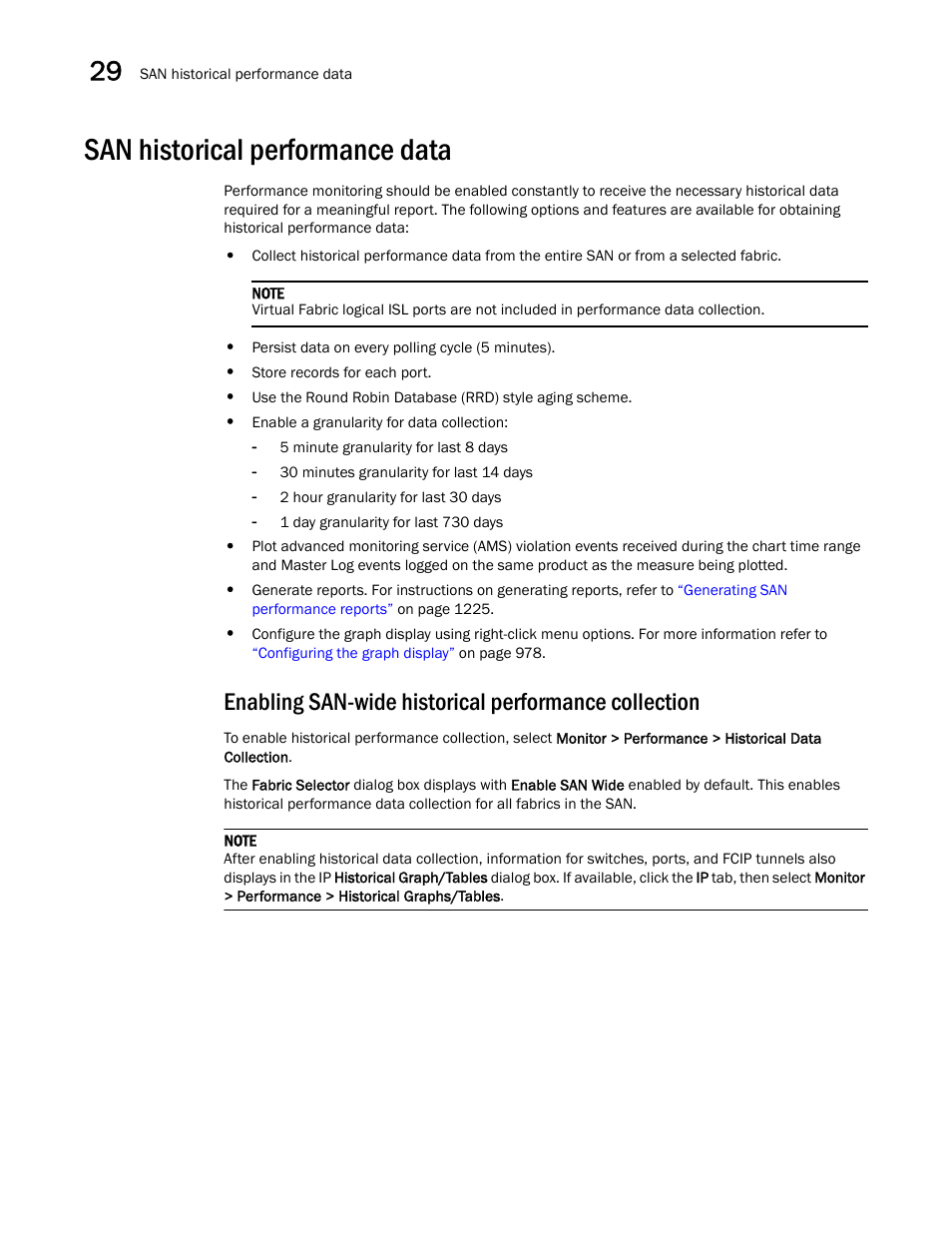 San historical performance data, San historical, Performance data | Brocade Network Advisor SAN User Manual v12.1.0 User Manual | Page 1022 / 1690