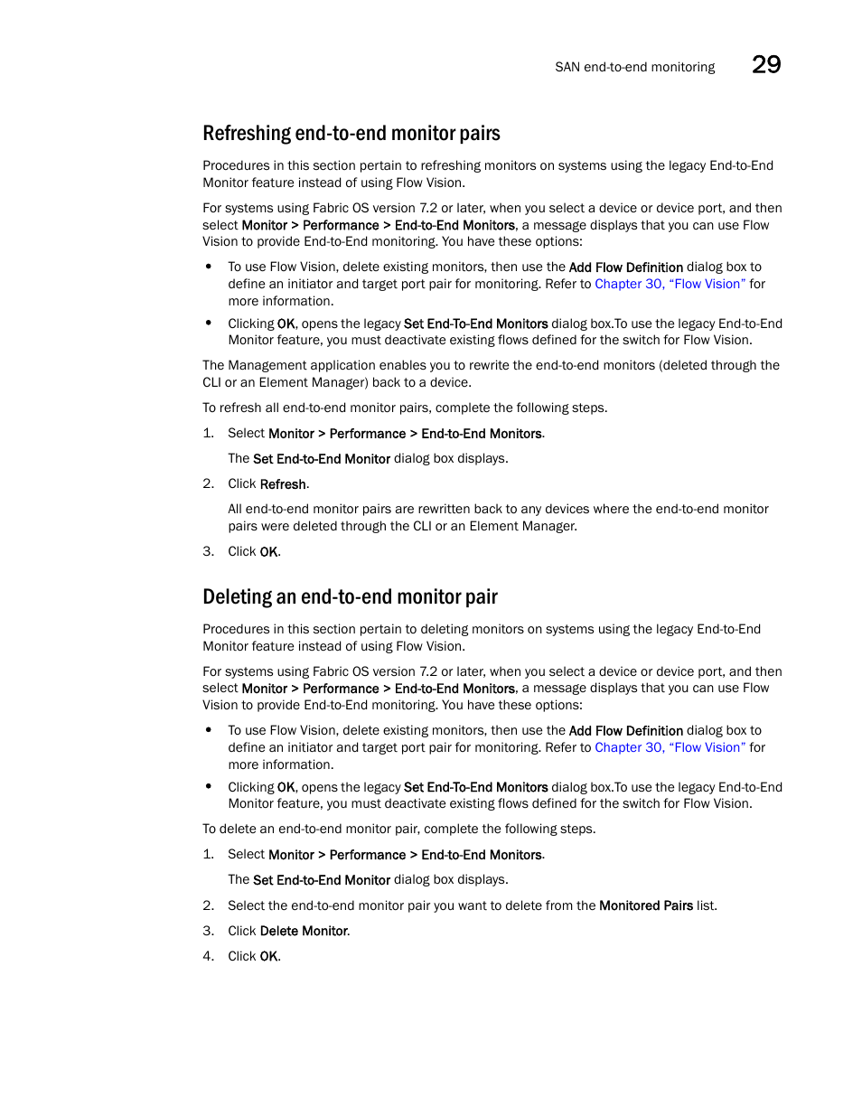 Refreshing end-to-end monitor pairs, Deleting an end-to-end monitor pair | Brocade Network Advisor SAN User Manual v12.1.0 User Manual | Page 1033 / 1690