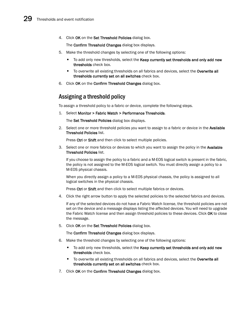 Assigning a threshold policy | Brocade Network Advisor SAN User Manual v12.1.0 User Manual | Page 1050 / 1690