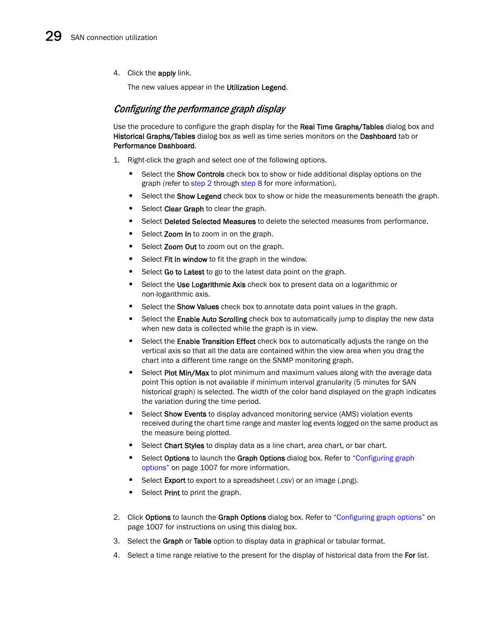 Configuring the performance graph display, Configuring the performance, Graph display | Configuring the performance graph, Display | Brocade Network Advisor SAN User Manual v12.1.0 User Manual | Page 1054 / 1690