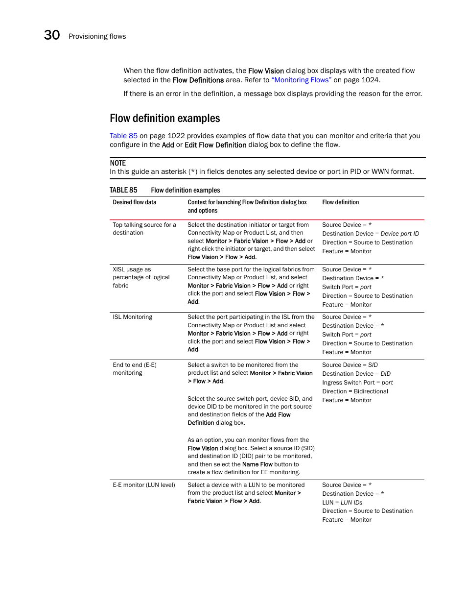 Flow definition examples | Brocade Network Advisor SAN User Manual v12.1.0 User Manual | Page 1069 / 1690