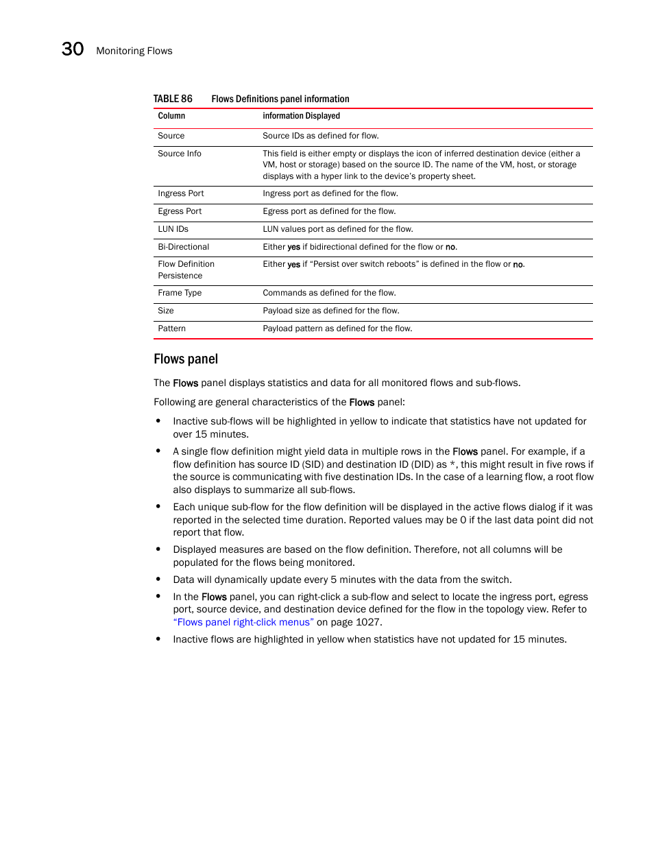 Flows panel | Brocade Network Advisor SAN User Manual v12.1.0 User Manual | Page 1075 / 1690