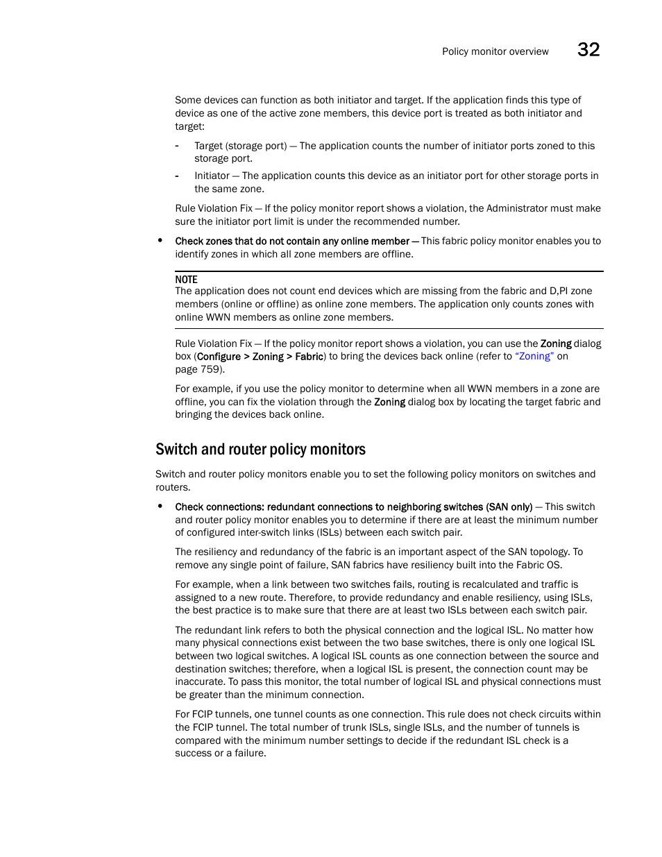 Switch and router policy monitors | Brocade Network Advisor SAN User Manual v12.1.0 User Manual | Page 1110 / 1690
