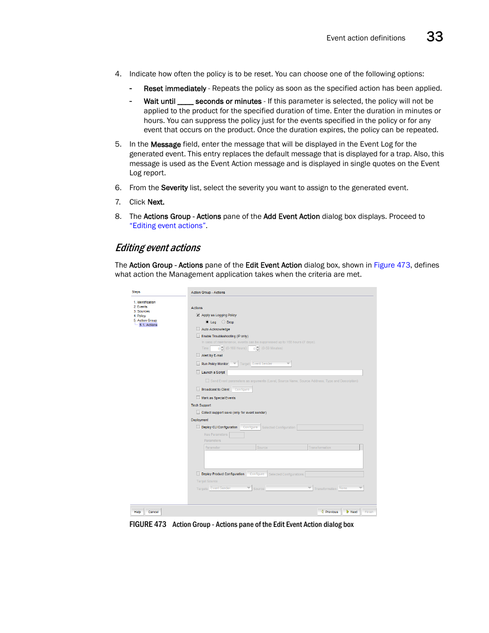 Editing event actions | Brocade Network Advisor SAN User Manual v12.1.0 User Manual | Page 1164 / 1690