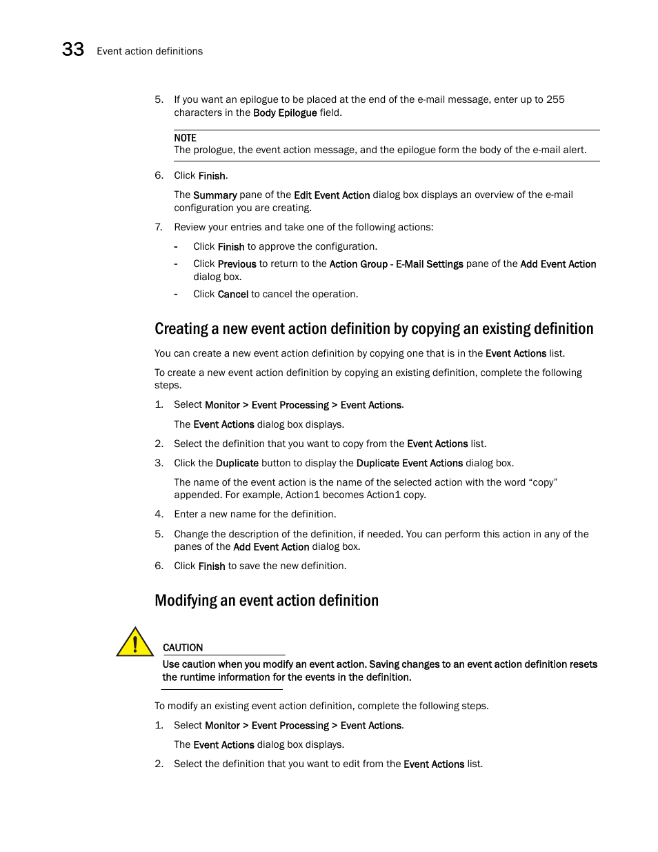 Modifying an event action definition | Brocade Network Advisor SAN User Manual v12.1.0 User Manual | Page 1169 / 1690