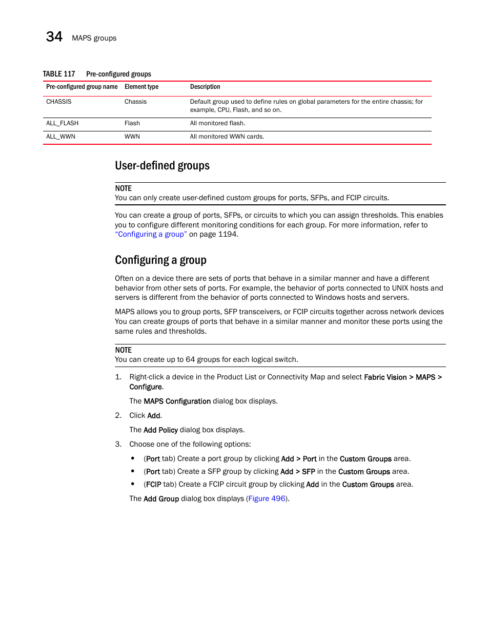 User-defined groups, Configuring a group | Brocade Network Advisor SAN User Manual v12.1.0 User Manual | Page 1241 / 1690