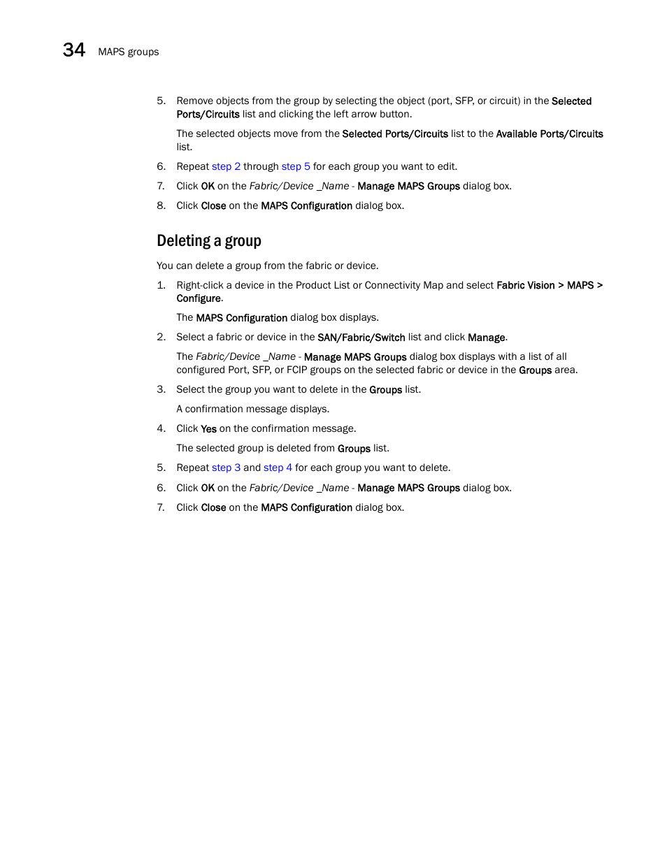Deleting a group | Brocade Network Advisor SAN User Manual v12.1.0 User Manual | Page 1247 / 1690