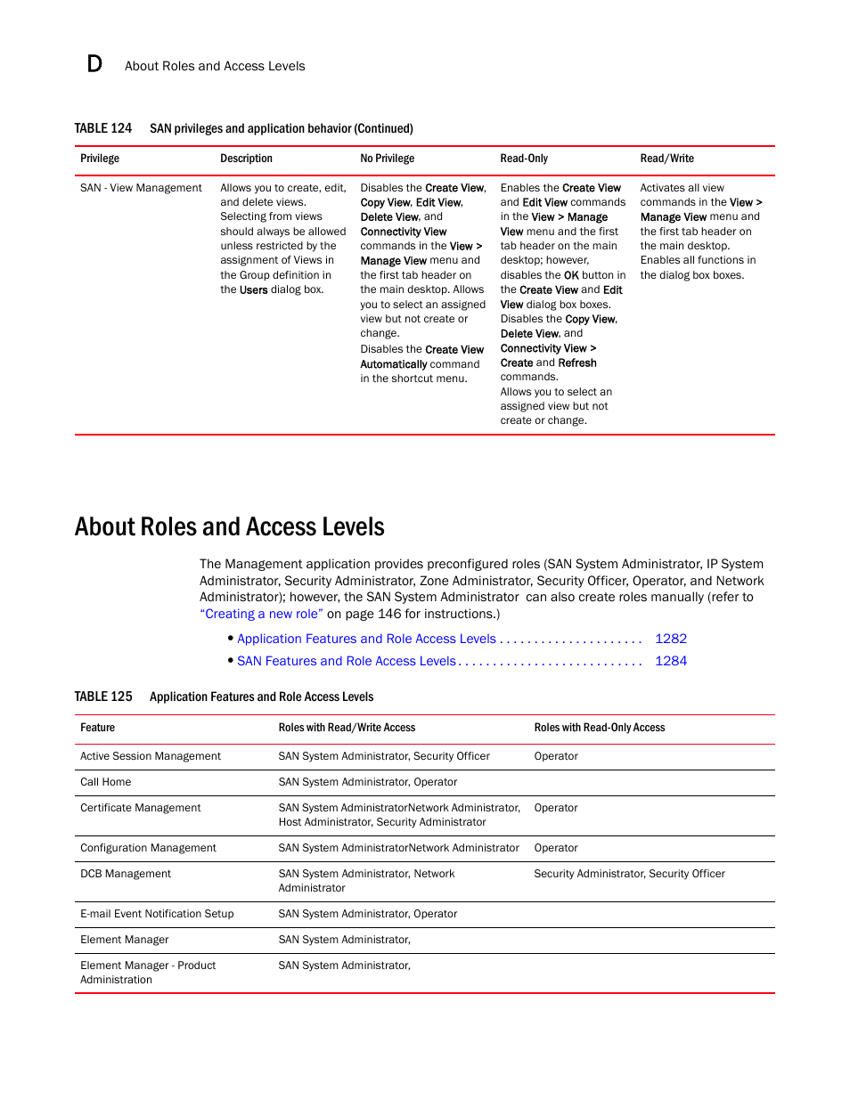 About roles and access levels, About roles and access levels 2 | Brocade Network Advisor SAN User Manual v12.1.0 User Manual | Page 1329 / 1690