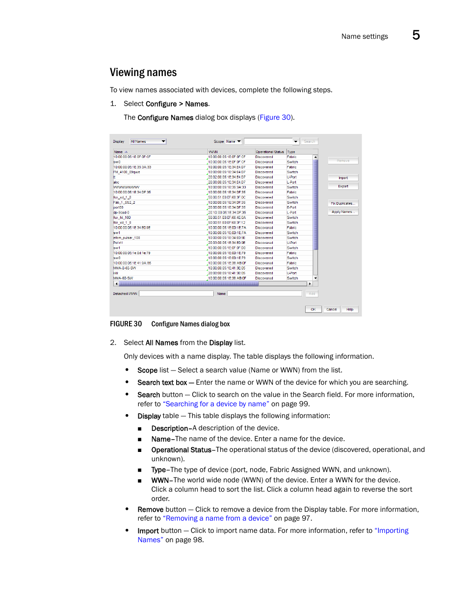 Viewing names | Brocade Network Advisor SAN User Manual v12.1.0 User Manual | Page 145 / 1690