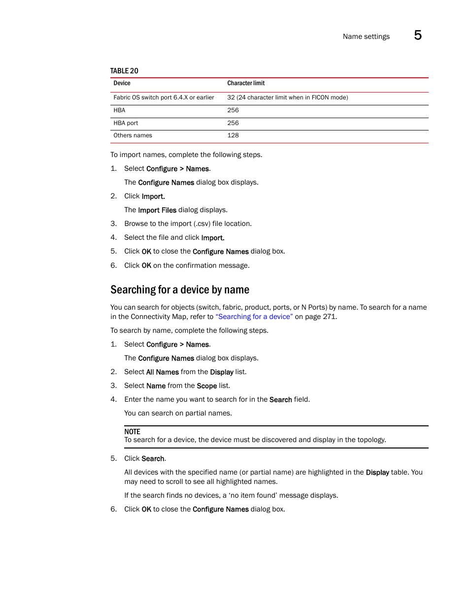 Searching for a device by name | Brocade Network Advisor SAN User Manual v12.1.0 User Manual | Page 149 / 1690