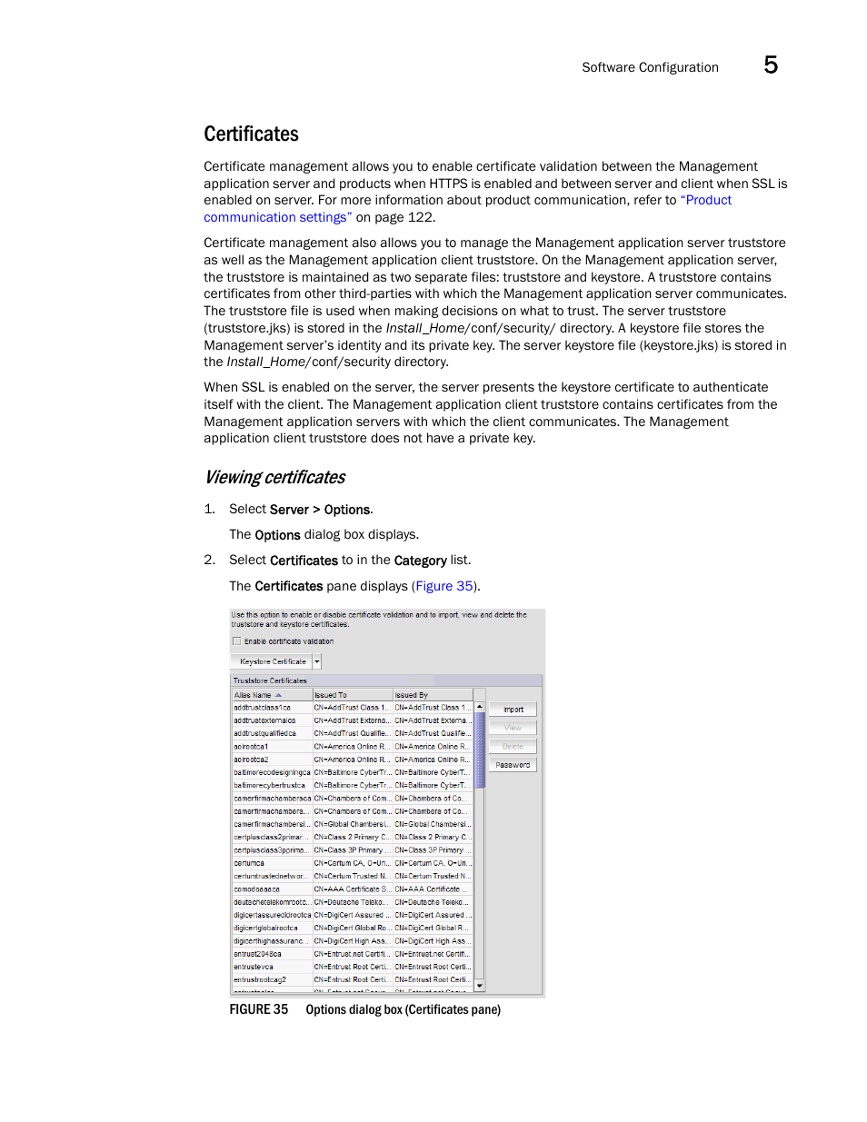 Certificates, Viewing certificates | Brocade Network Advisor SAN User Manual v12.1.0 User Manual | Page 157 / 1690