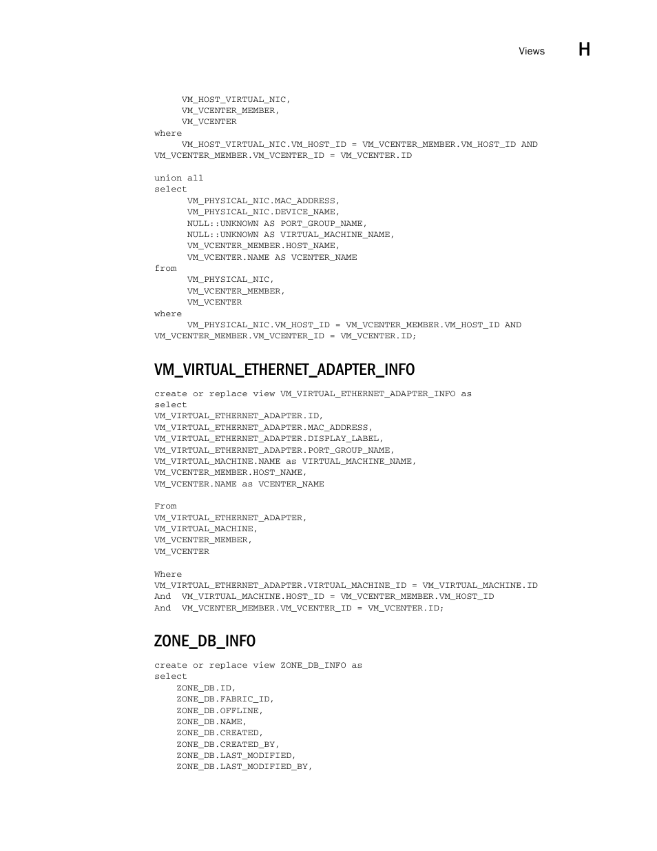 Vm_virtual_ethernet_adapter_info, Zone_db_info | Brocade Network Advisor SAN User Manual v12.1.0 User Manual | Page 1656 / 1690