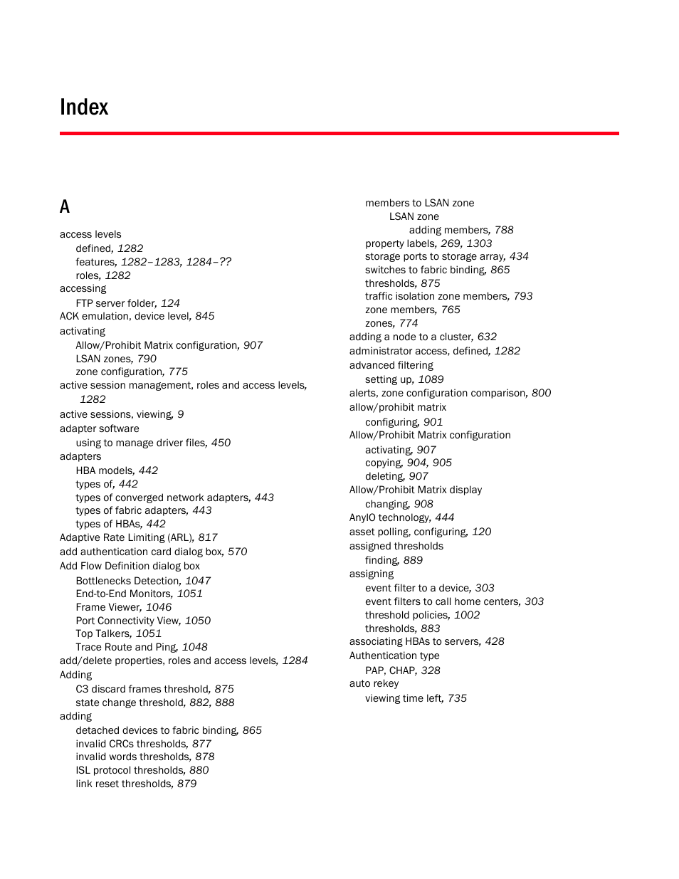 Index | Brocade Network Advisor SAN User Manual v12.1.0 User Manual | Page 1670 / 1690