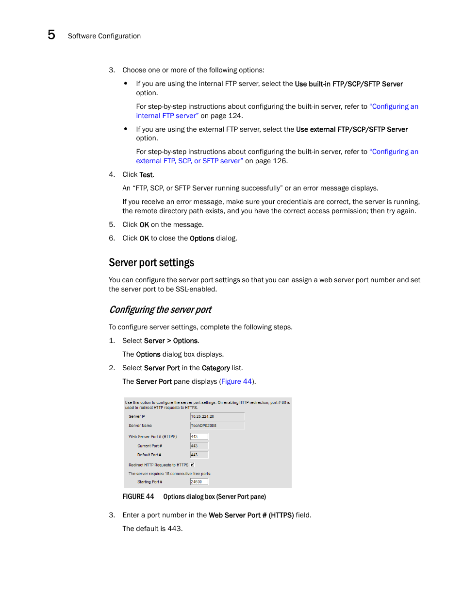 Server port settings, Configuring the server port, Server port | Settings | Brocade Network Advisor SAN User Manual v12.1.0 User Manual | Page 178 / 1690