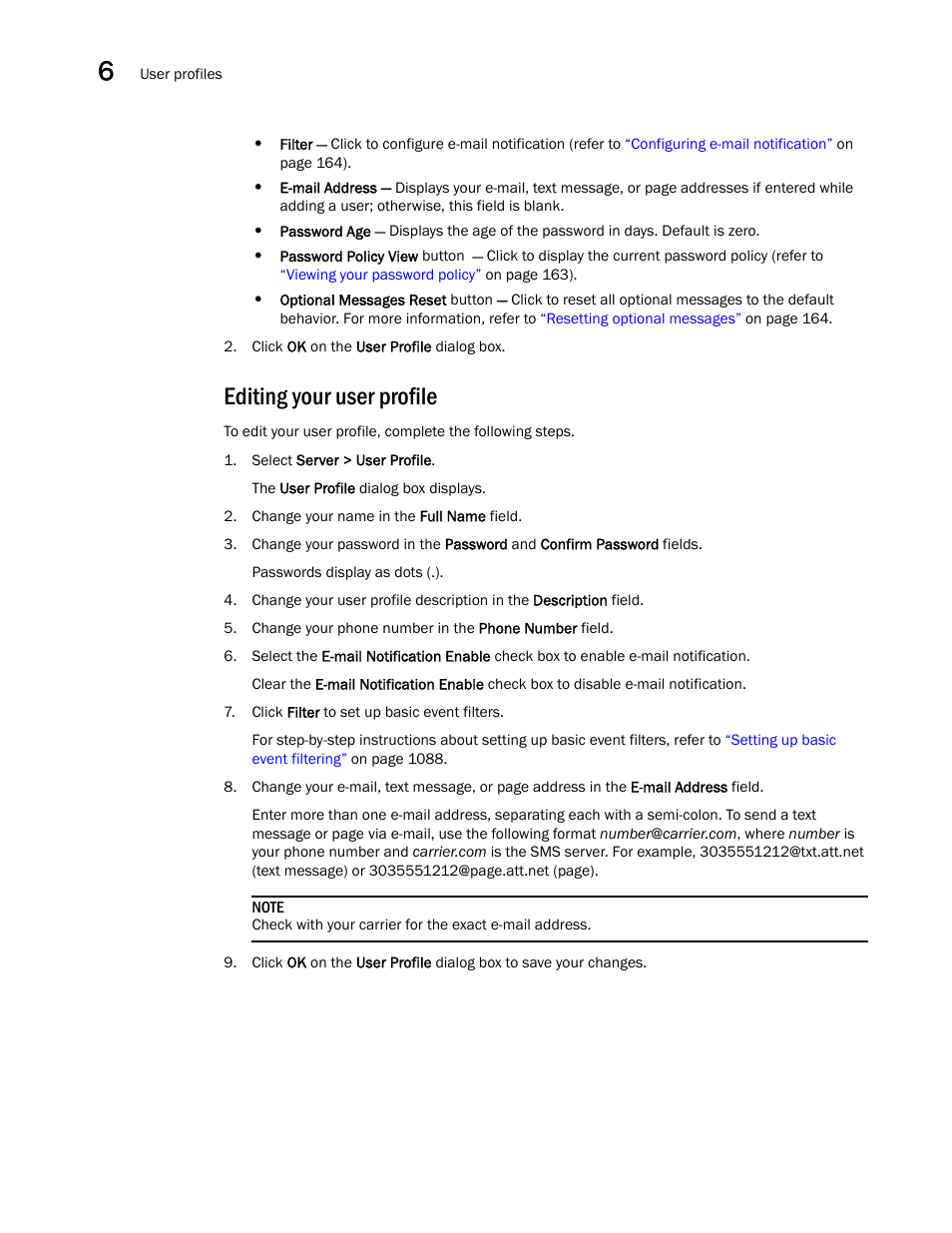 Editing your user profile, Editing, Your user profile | Brocade Network Advisor SAN User Manual v12.1.0 User Manual | Page 212 / 1690