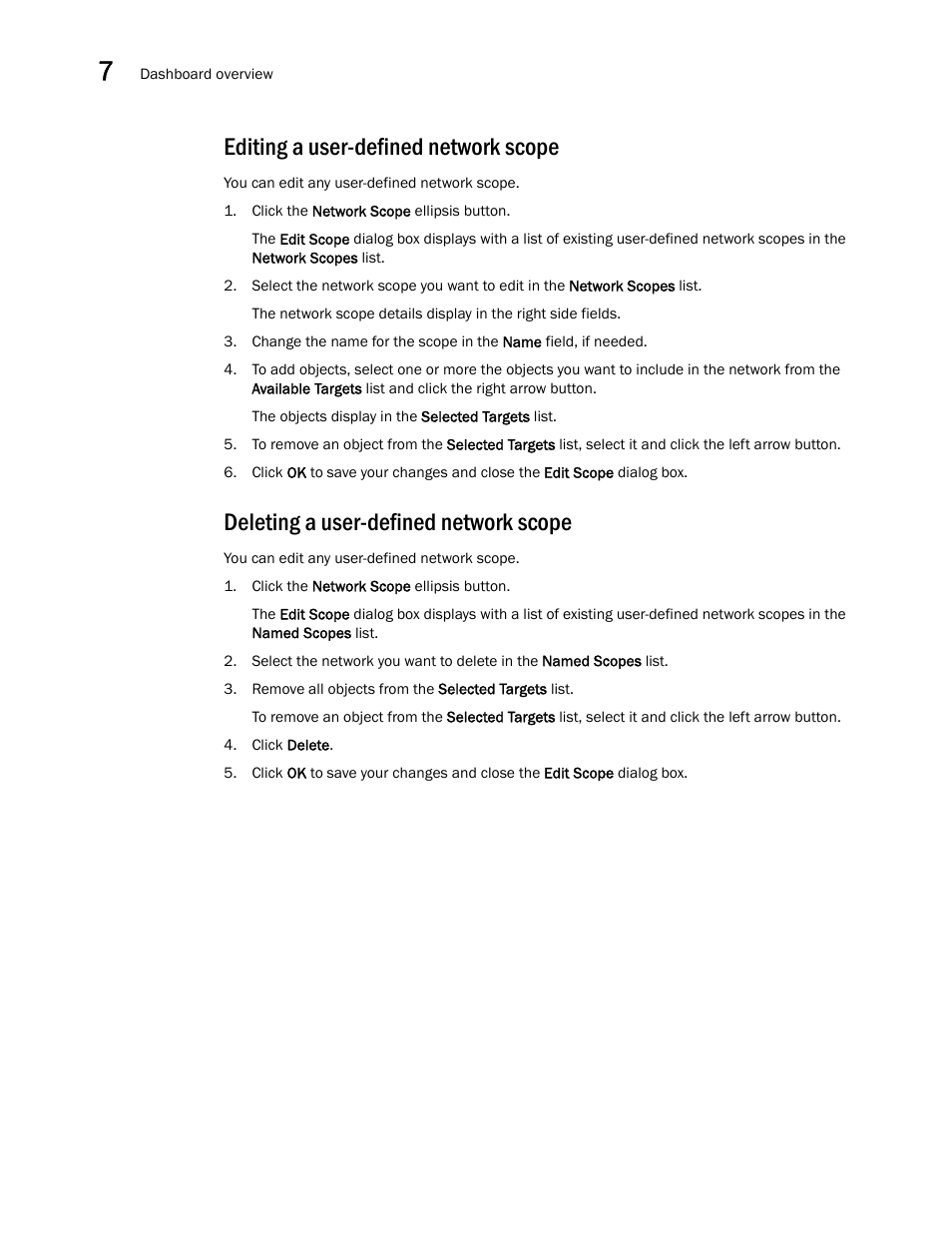 Editing a user-defined network scope, Deleting a user-defined network scope | Brocade Network Advisor SAN User Manual v12.1.0 User Manual | Page 226 / 1690