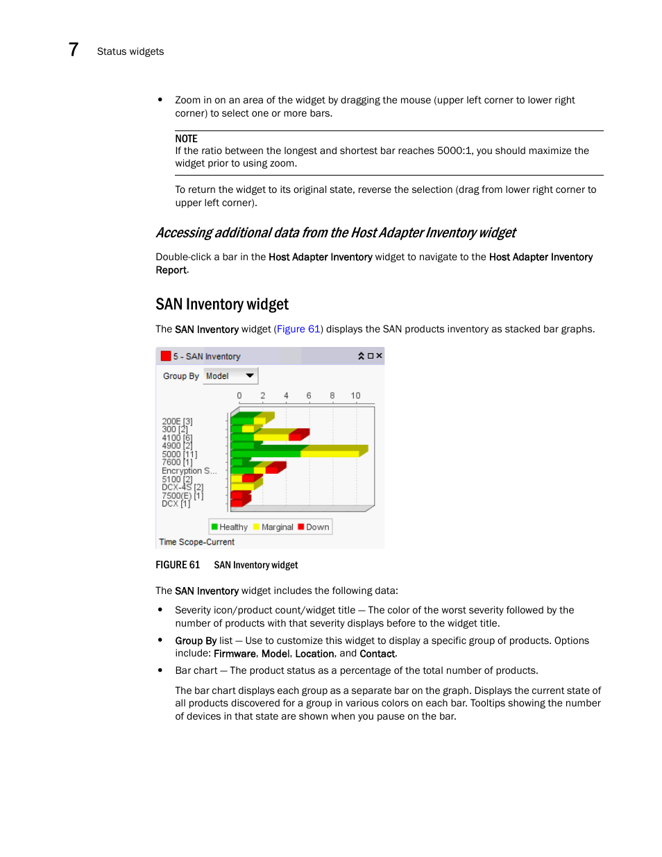 San inventory widget | Brocade Network Advisor SAN User Manual v12.1.0 User Manual | Page 234 / 1690