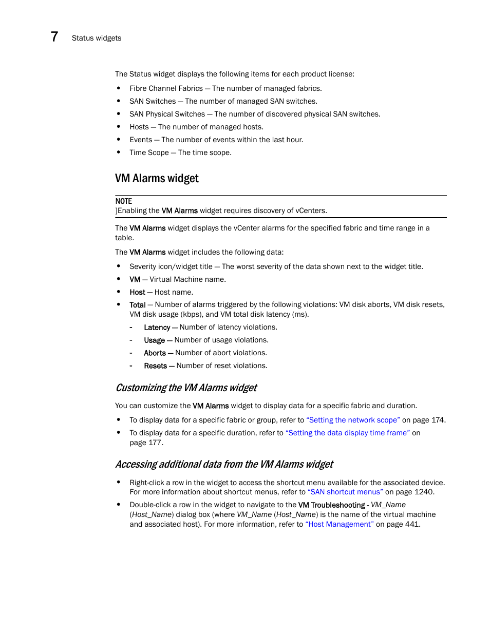 Vm alarms widget, Customizing the vm alarms widget | Brocade Network Advisor SAN User Manual v12.1.0 User Manual | Page 238 / 1690
