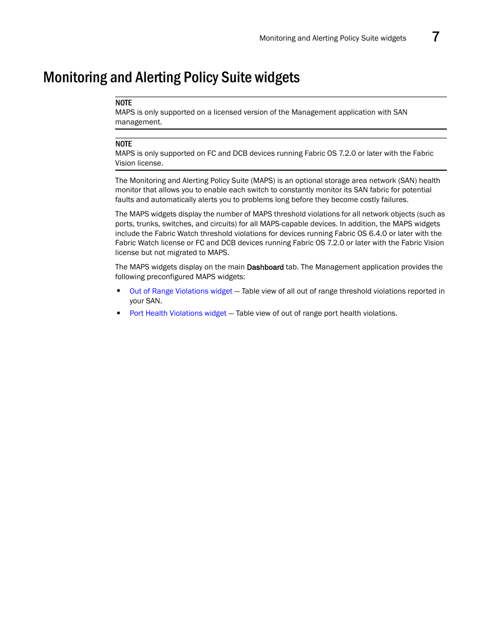 Monitoring and alerting policy suite widgets | Brocade Network Advisor SAN User Manual v12.1.0 User Manual | Page 239 / 1690