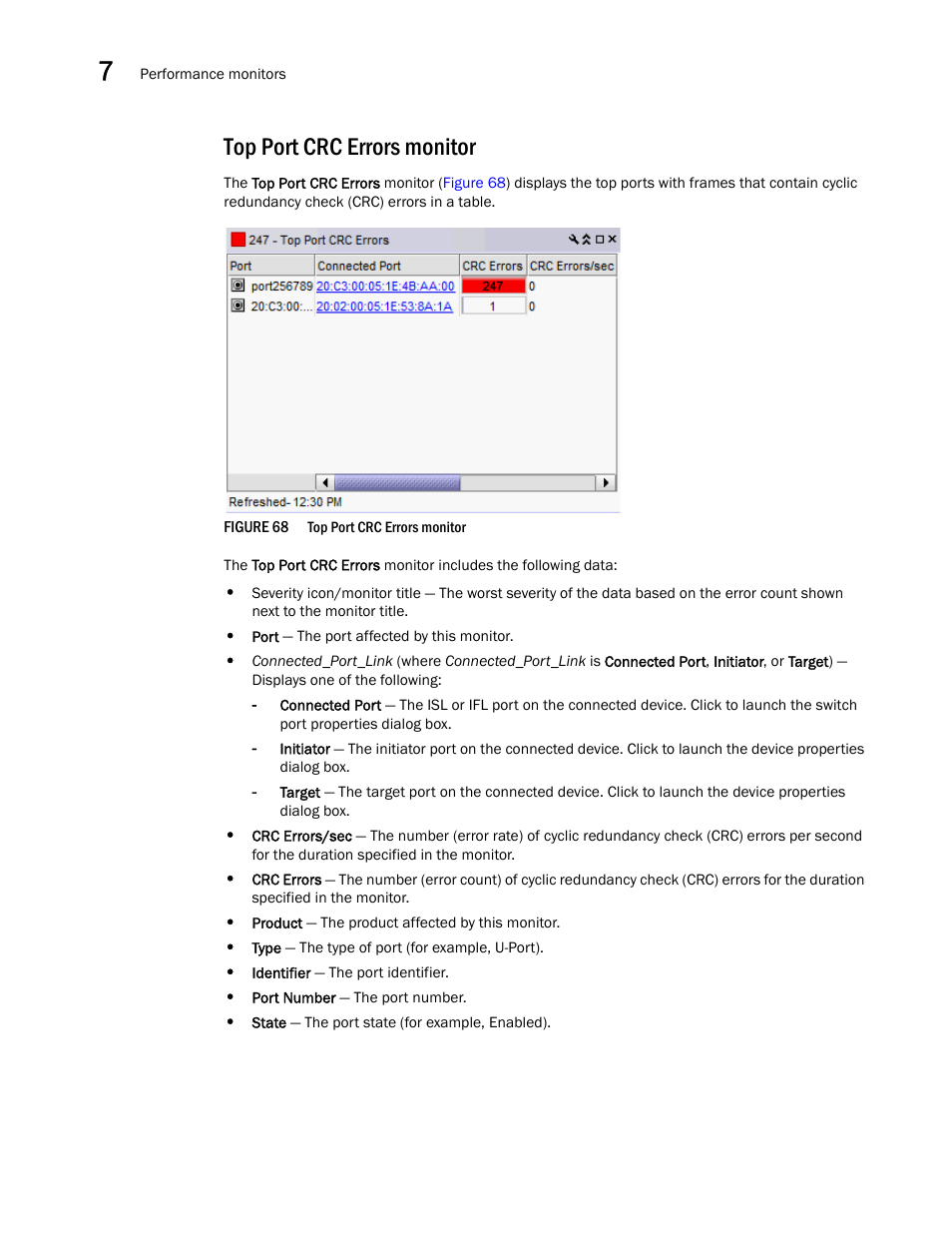 Top port crc errors monitor | Brocade Network Advisor SAN User Manual v12.1.0 User Manual | Page 250 / 1690