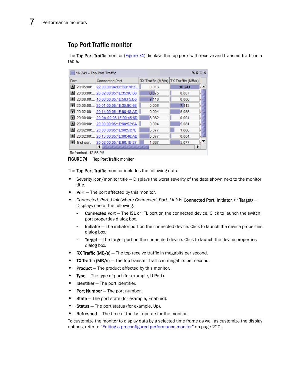 Top port traffic monitor | Brocade Network Advisor SAN User Manual v12.1.0 User Manual | Page 260 / 1690