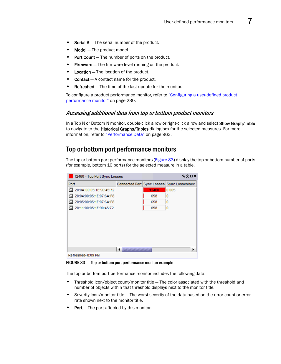 Top or bottom port performance monitors | Brocade Network Advisor SAN User Manual v12.1.0 User Manual | Page 275 / 1690