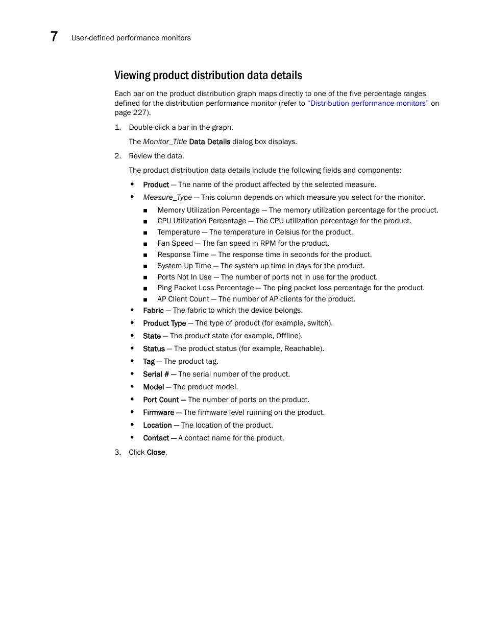 Viewing product distribution data details, Viewing product, Distribution data details | Brocade Network Advisor SAN User Manual v12.1.0 User Manual | Page 286 / 1690